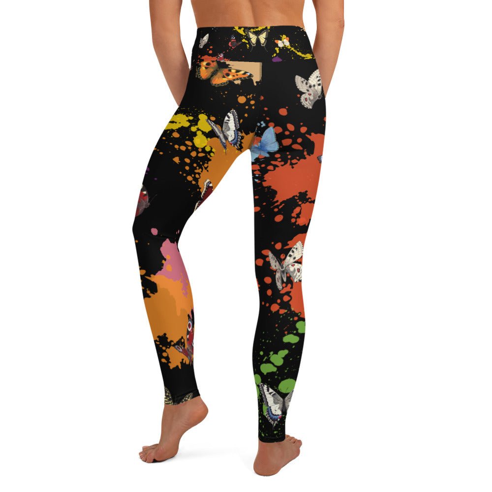 Black Butterfly Yoga Leggings - Amerukhan Basics Clothing - Leggings