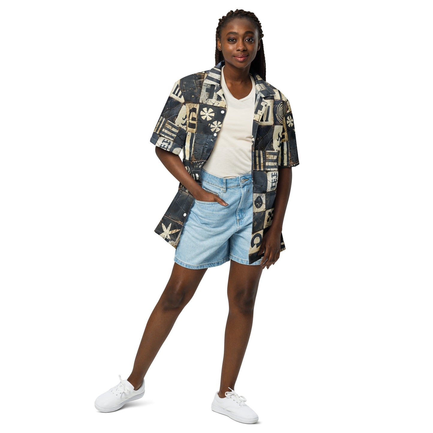 Block print Camp Shirt - Amerukhan Basics Clothing -