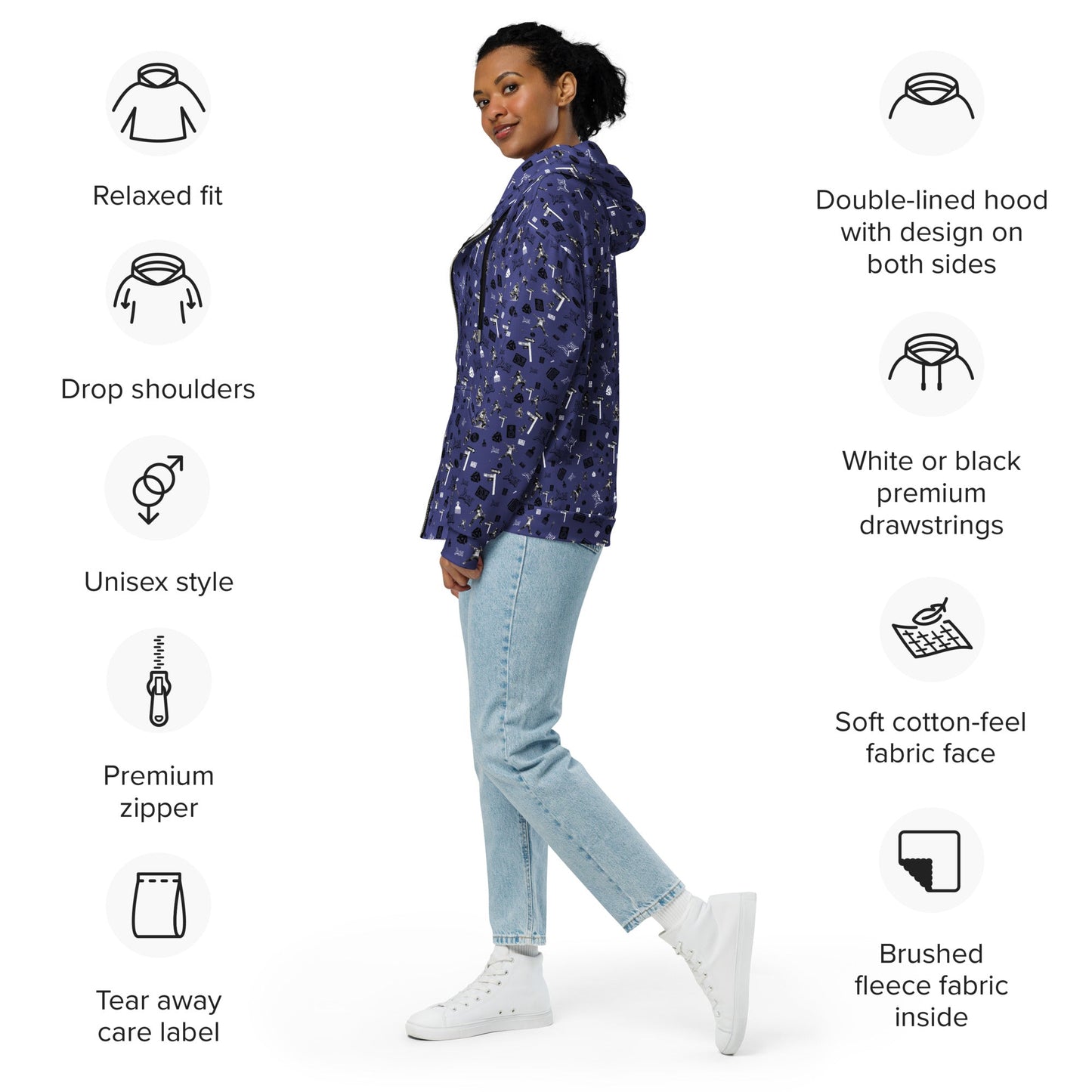 Da Hill '24 Blue Zip Hoodie - Amerukhan Basics Clothing -