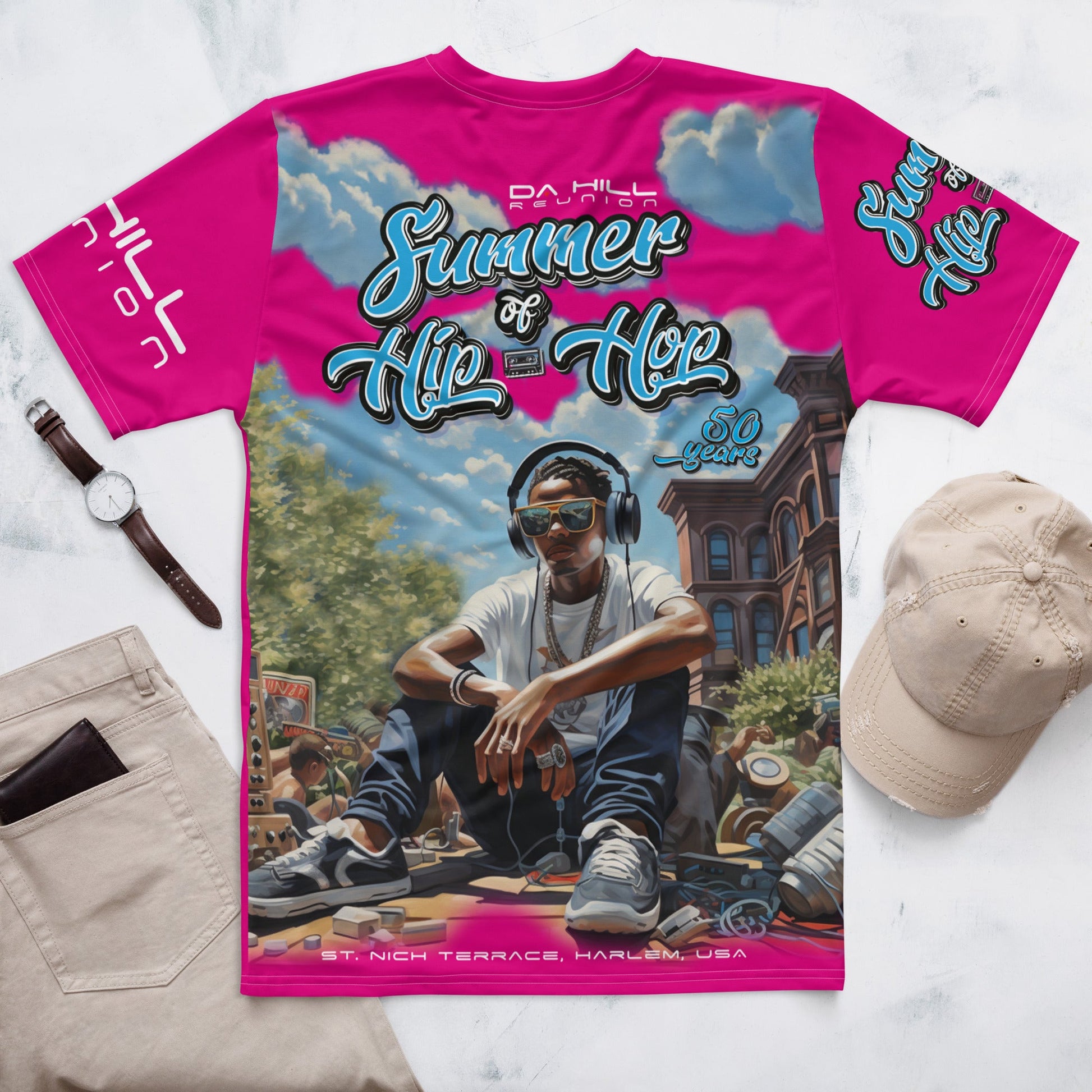 Da Hill - Summer of Hip Hop Overall Tee - Hot Pink - Amerukhan Basics Clothing -