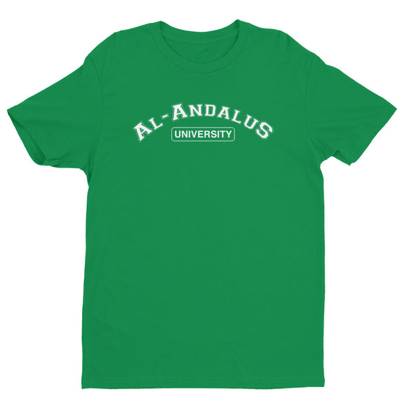 Kelly Green shirt featuring Al-Andalus design, symbolizing Spain under Moorish rule and its contributions to the Renaissance.