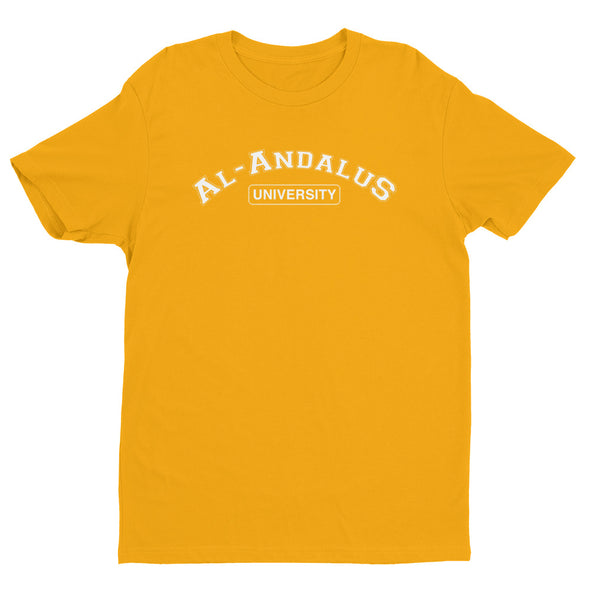 Gold shirt featuring Al-Andalus design, symbolizing Spain under Moorish rule and its contributions to the Renaissance.