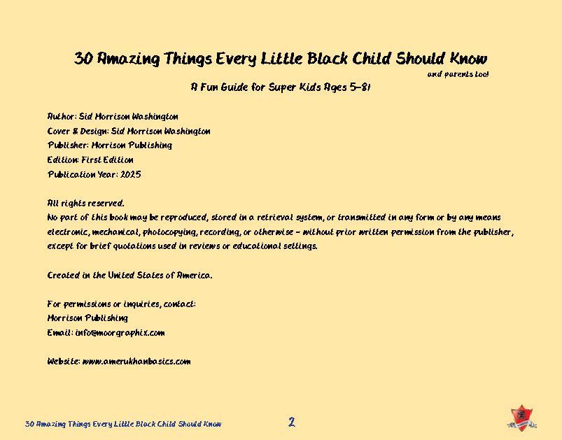 30 Amazing Things Every Little Black Child Should Know - Amerukhan Basics Clothing - E - Book