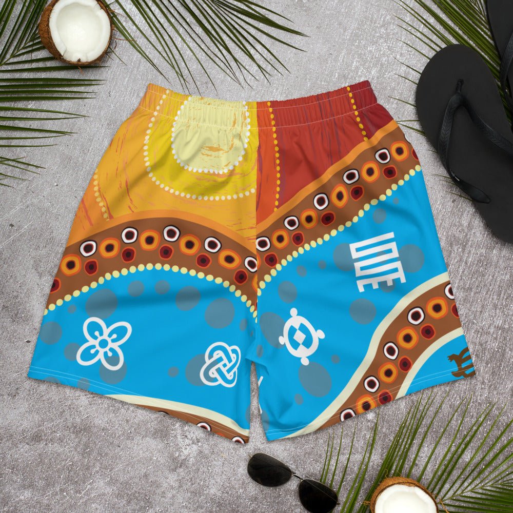 Adinkra Sunset Men's Beach Shorts - Amerukhan Basics Clothing - Shorts