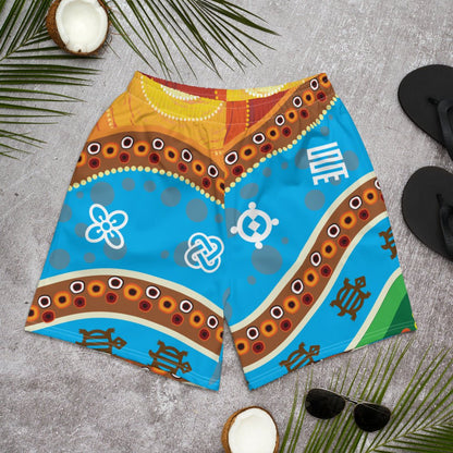 Adinkra Sunset Men's Beach Shorts - Amerukhan Basics Clothing - Shorts