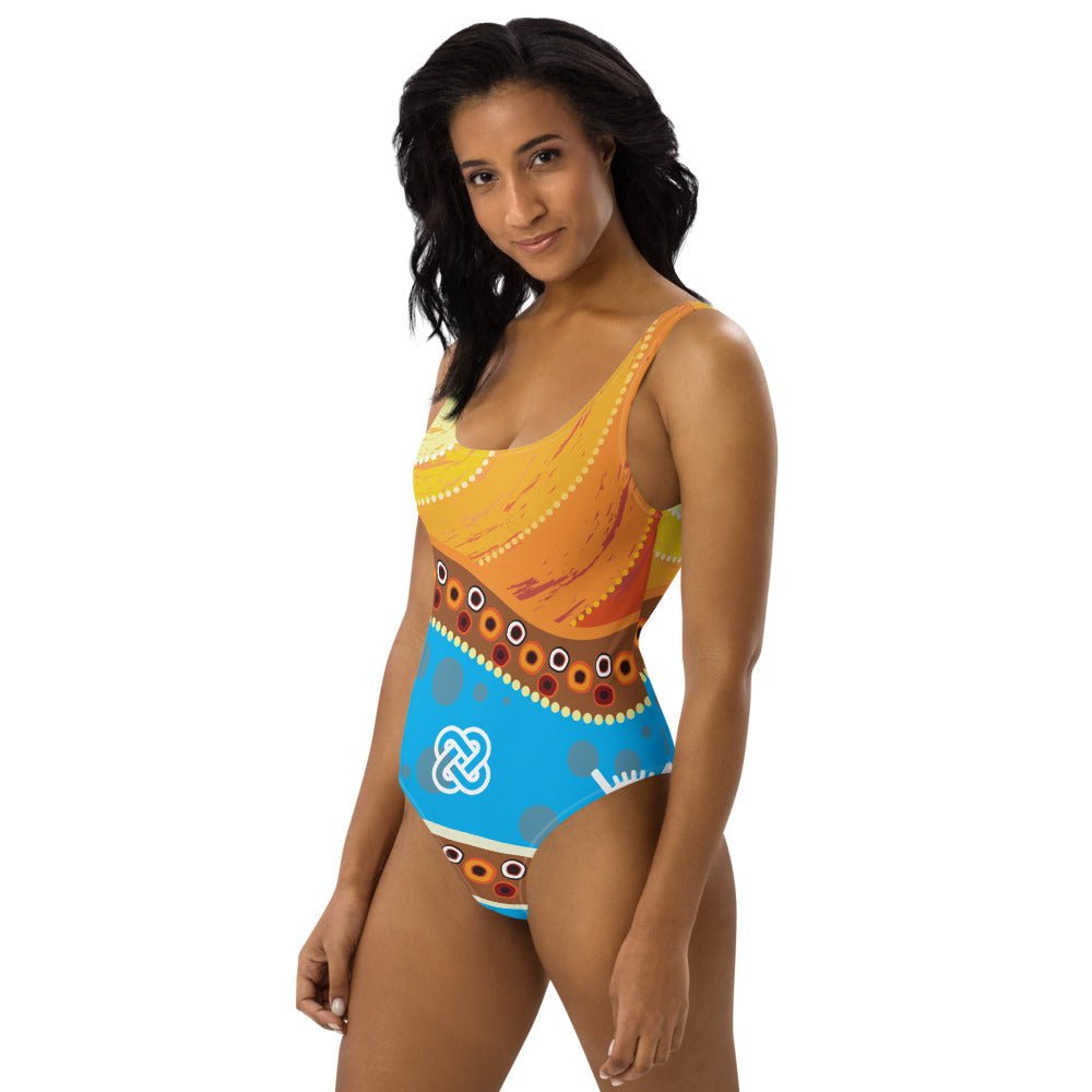 Adinkra Sunset One - Piece Swimsuit - Amerukhan Basics Clothing - Swimsuit