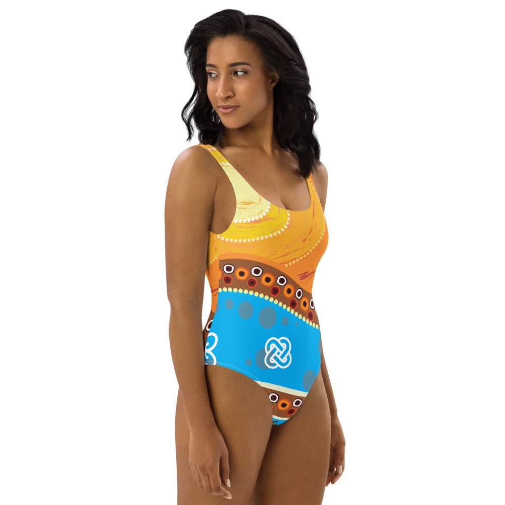 Adinkra Sunset One - Piece Swimsuit - Amerukhan Basics Clothing - Swimsuit