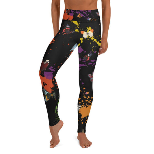 Black Butterfly Yoga Leggings - Amerukhan Basics Clothing - Leggings