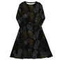 Black Gold Pineapples long sleeve midi dress - Amerukhan Basics Clothing - Dress