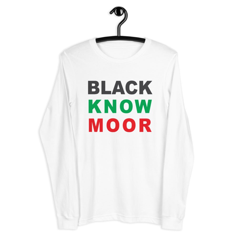 Black Know Moor Unisex Long Sleeve Tee - Amerukhan Basics Clothing - T-Shirts