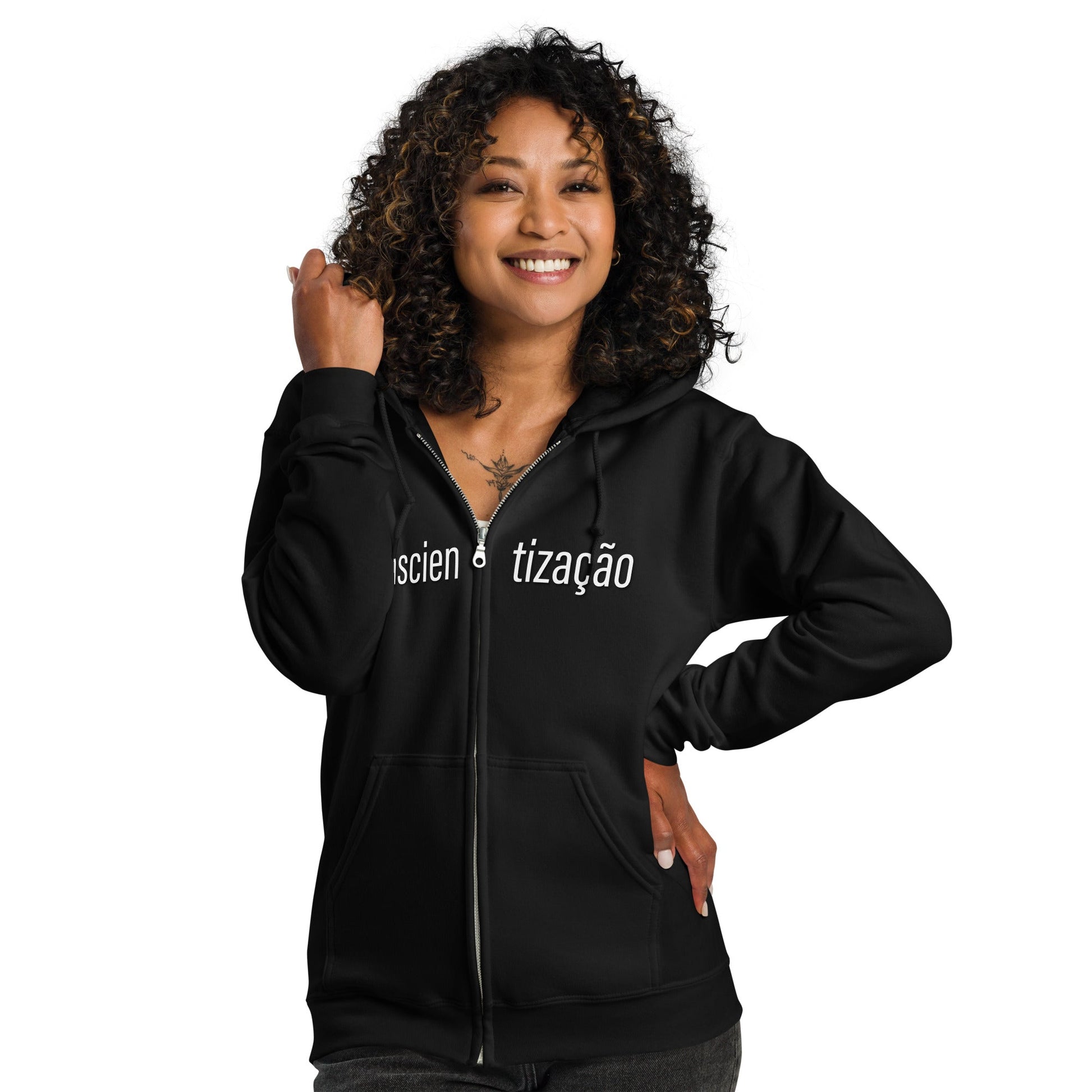 conscientização - critical consciousness zip hoodie - Amerukhan Basics Clothing - 