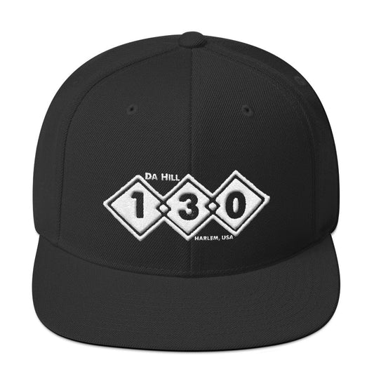 Da Hill 130 street Snapback White stitch Harlem USA Hat - Amerukhan Basics Clothing - Snapback Hat