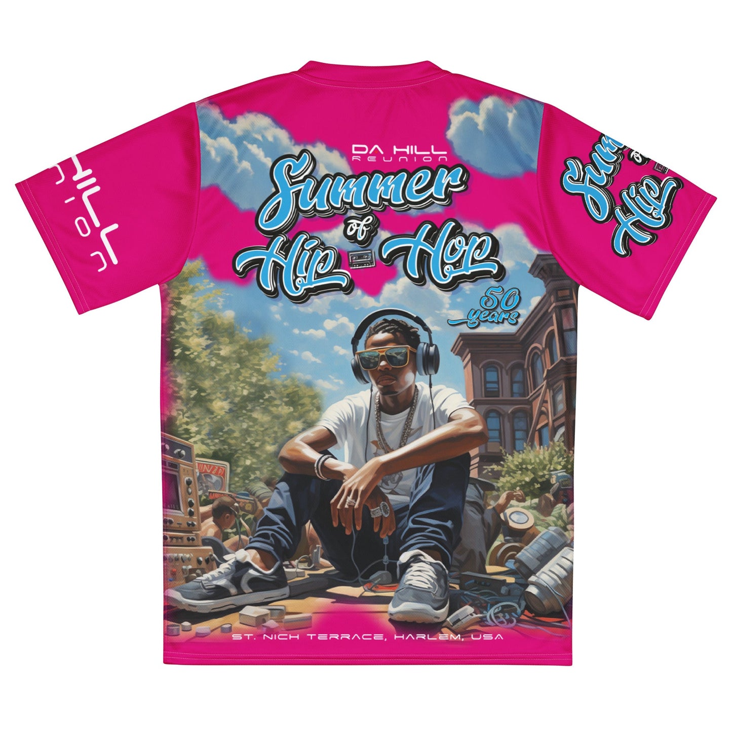 Da Hill - Summer of Hip Hop All - Over Tee - Hot Pink (2X+) - Amerukhan Basics Clothing - T-Shirts