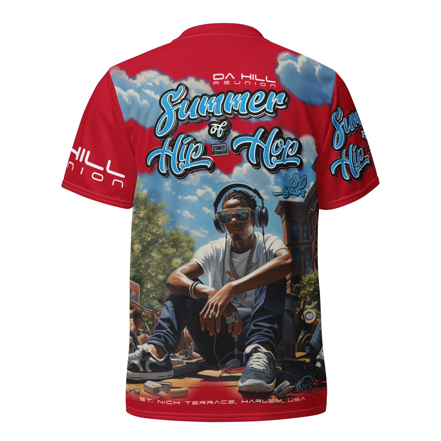 Da Hill - Summer of Hip Hop All - Over Tee - Red (2X+) - Amerukhan Basics Clothing - T-Shirts