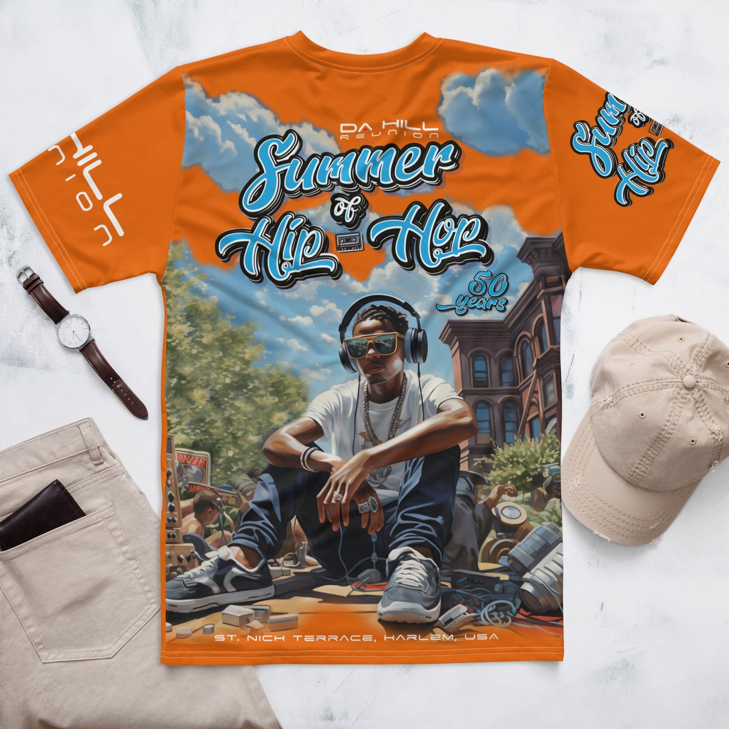 Da Hill - Summer of Hip - Hop Overall Tee - Orange - Amerukhan Basics Clothing - T-Shirts