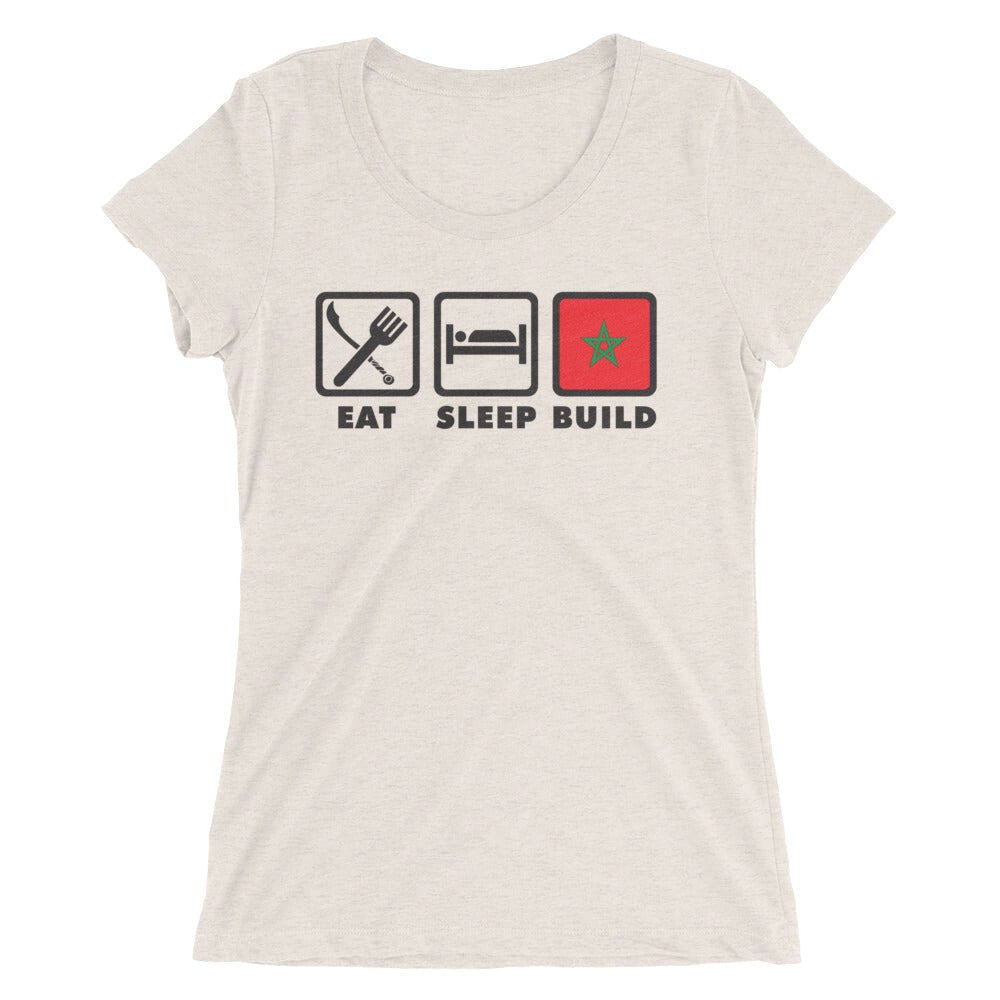 Eat, Sleep, Build Ladies' short sleeve t-shirt - Amerukhan Basics Clothing - T-Shirts