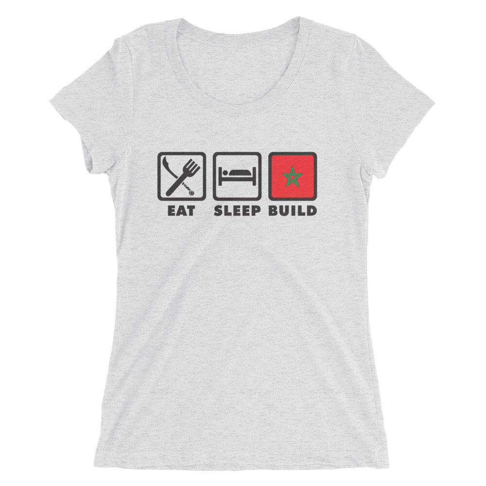 Eat, Sleep, Build Ladies' short sleeve t-shirt - Amerukhan Basics Clothing - T-Shirts