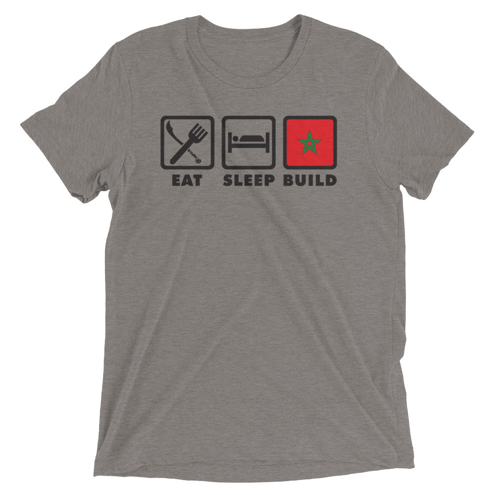 Eat, Sleep, Build Short sleeve t-shirt - Amerukhan Basics Clothing - T-Shirts