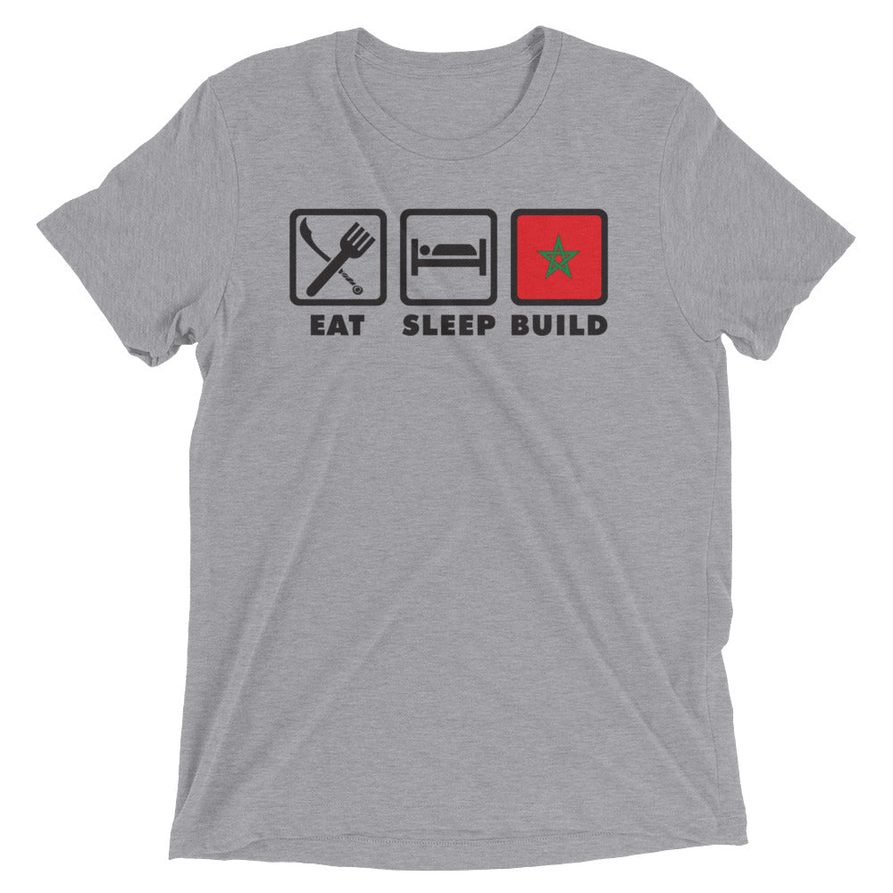 Eat, Sleep, Build Short sleeve t-shirt - Amerukhan Basics Clothing - T-Shirts