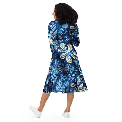 Flowered long sleeve midi dress - Amerukhan Basics Clothing - 