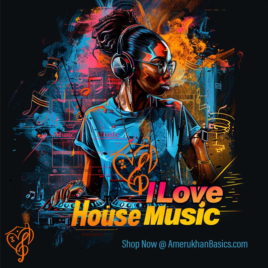 I Love House Music (Rainbow) - Amerukhan Basics Clothing - 