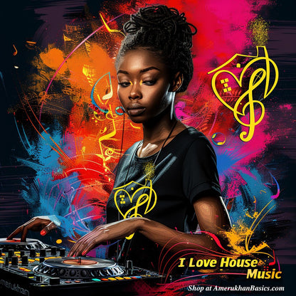 I Love House Music (Yellow) - Amerukhan Basics Clothing - 