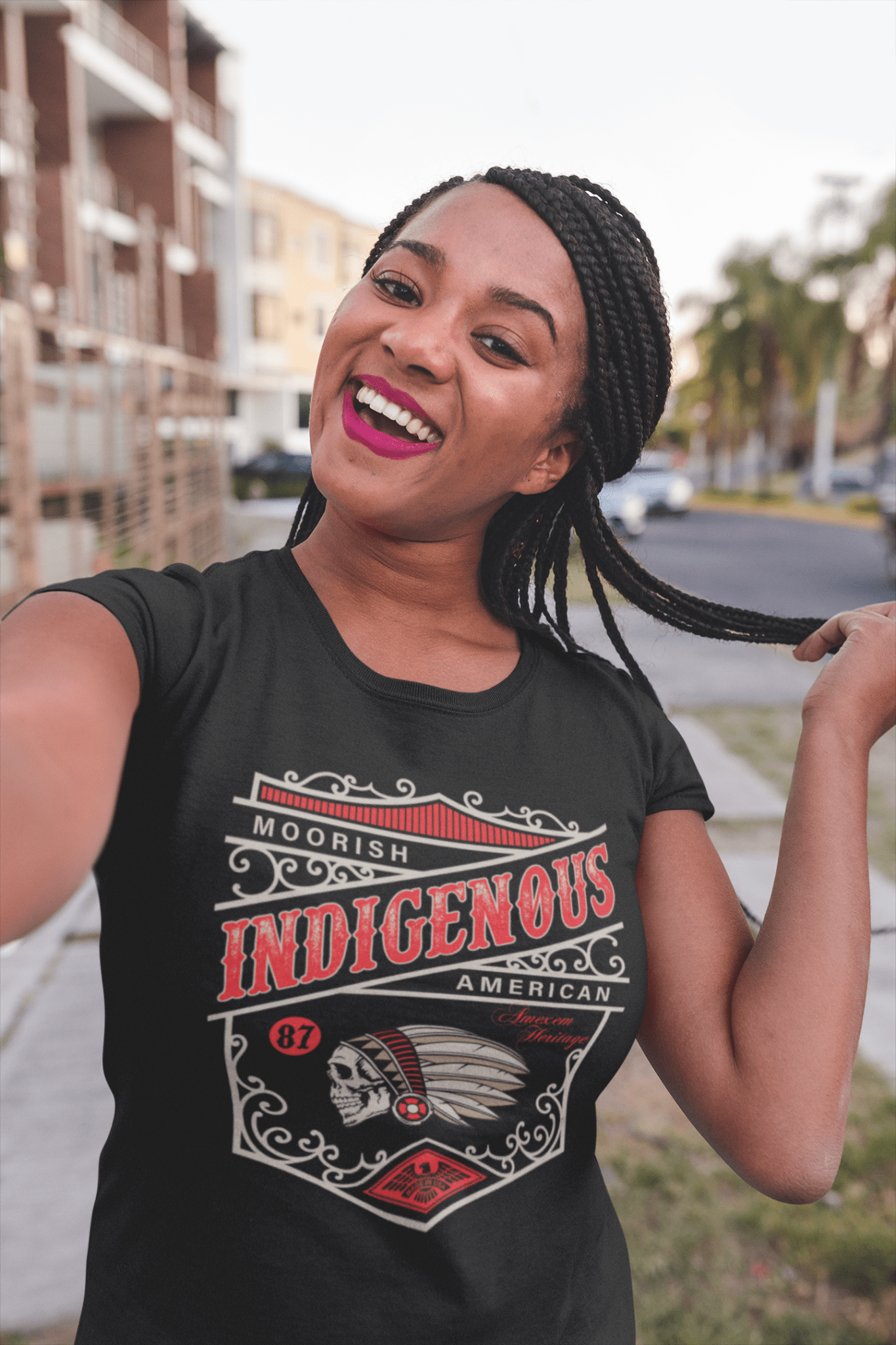 Moorish Indigenous American Ladies' short sleeve t-shirt - Amerukhan Basics Clothing - T-Shirts