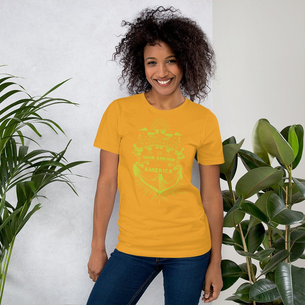 Nationality is your Ankhor to America Short - Sleeve Unisex T-Shirt - Amerukhan Basics Clothing - T-Shirts