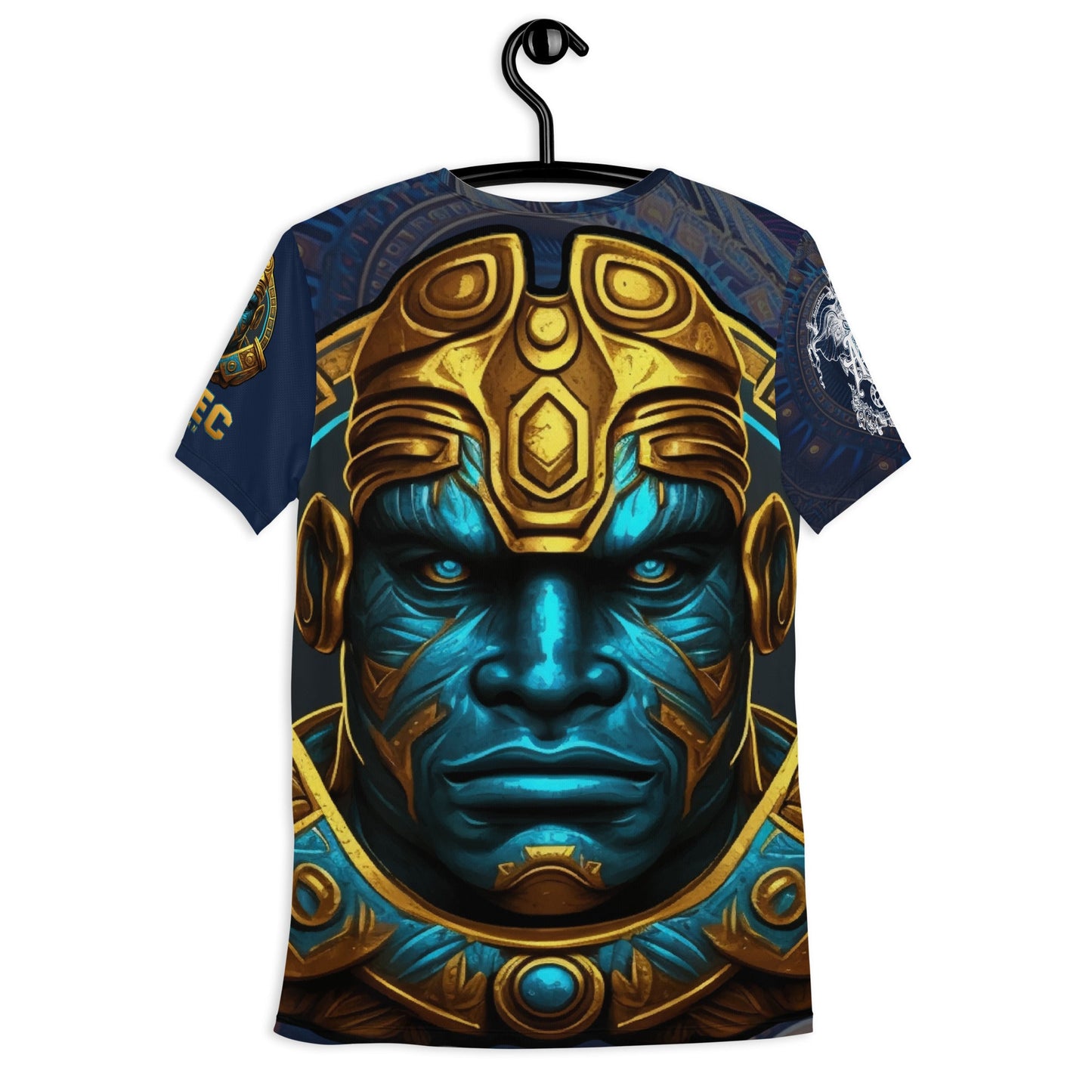 Olmec Head All - Over Tee (Peace to the Gods) - Blue - Amerukhan Basics Clothing - 