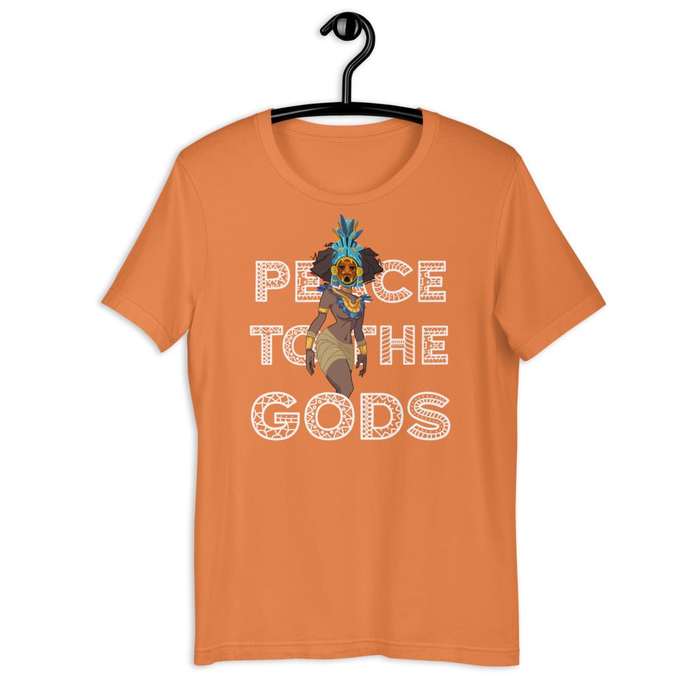 Peace to the Gods - Aztec Woman Short - Sleeve Unisex T-Shirt - Amerukhan Basics Clothing - 