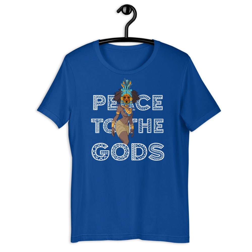Peace to the Gods - Aztec Woman Short - Sleeve Unisex T-Shirt - Amerukhan Basics Clothing - 