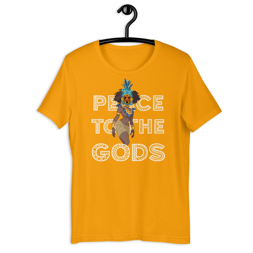 Peace to the Gods - Aztec Woman Short - Sleeve Unisex T-Shirt - Amerukhan Basics Clothing - 