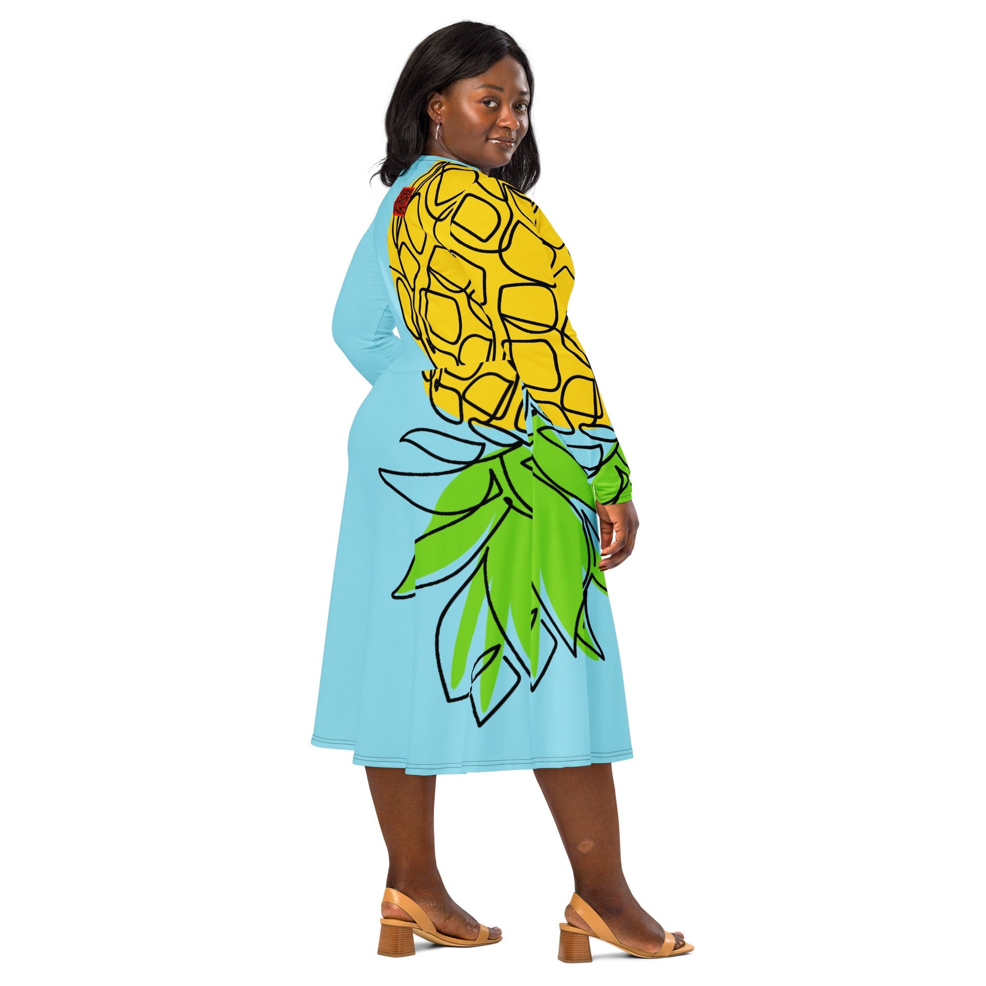 Pineapple Blues long sleeve midi dress - Amerukhan Basics Clothing - Dress