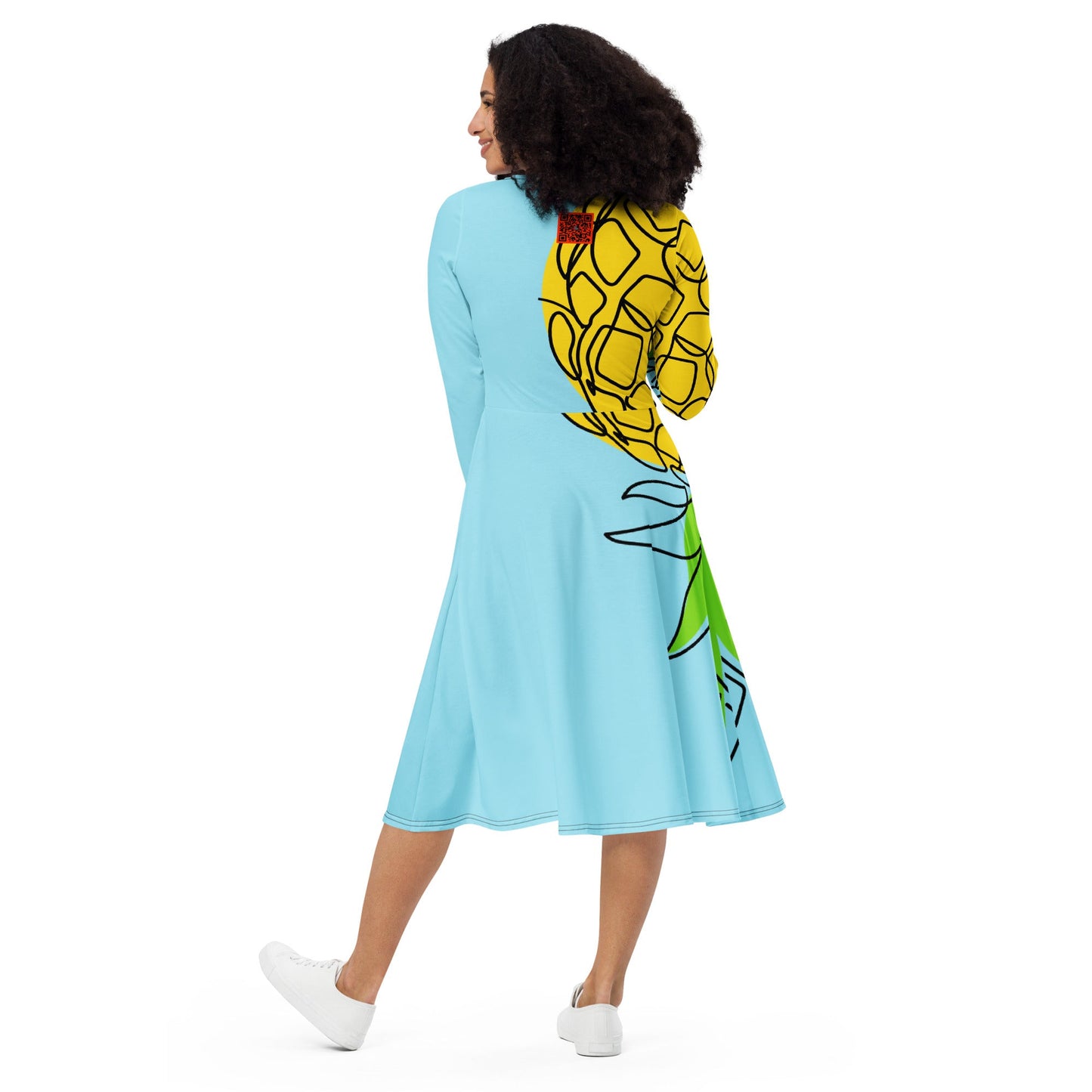 Pineapple Blues long sleeve midi dress - Amerukhan Basics Clothing - Dress