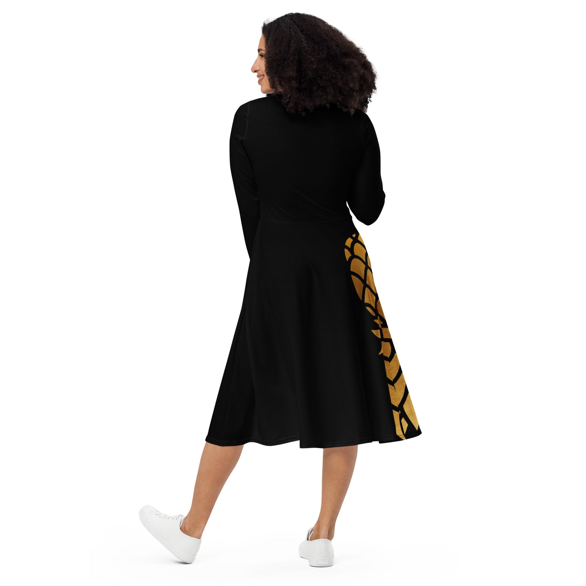 Pineapple long sleeve midi dress - Amerukhan Basics Clothing - Dress