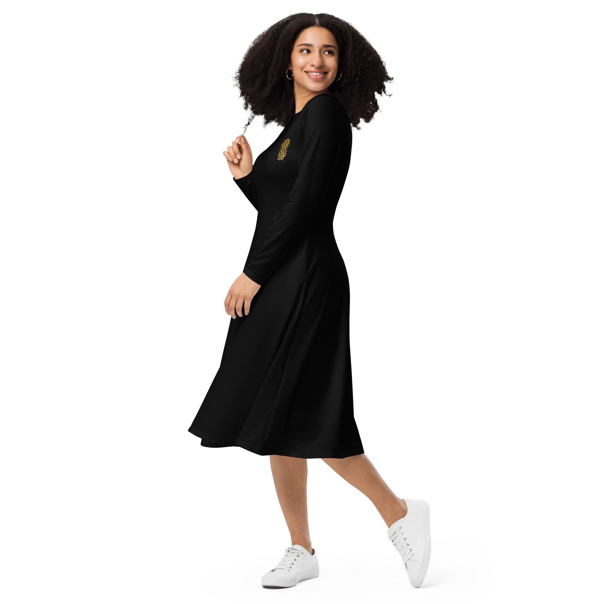Pineapple long sleeve midi dress - Amerukhan Basics Clothing - Dress
