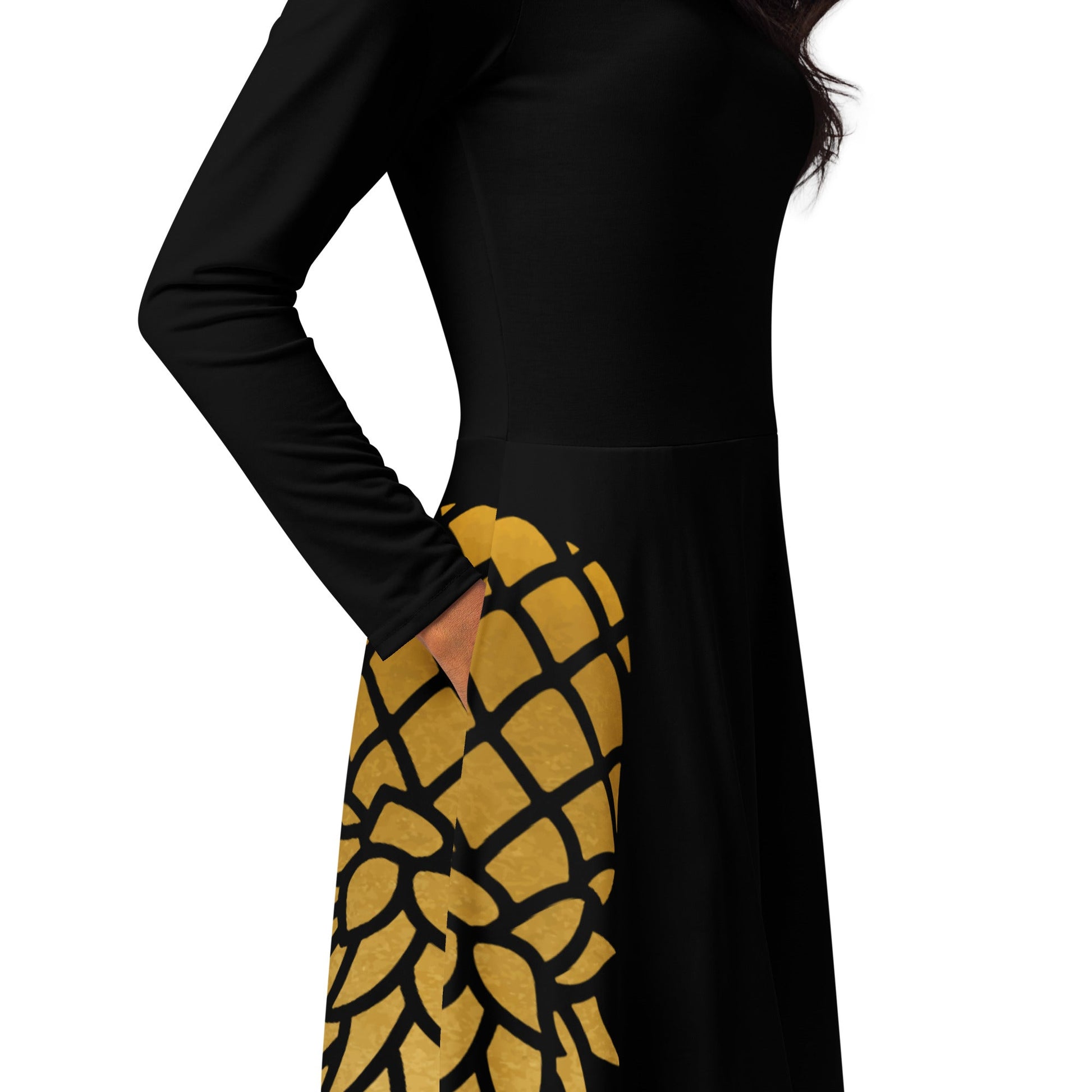 Pineapple long sleeve midi dress - Amerukhan Basics Clothing - Dress