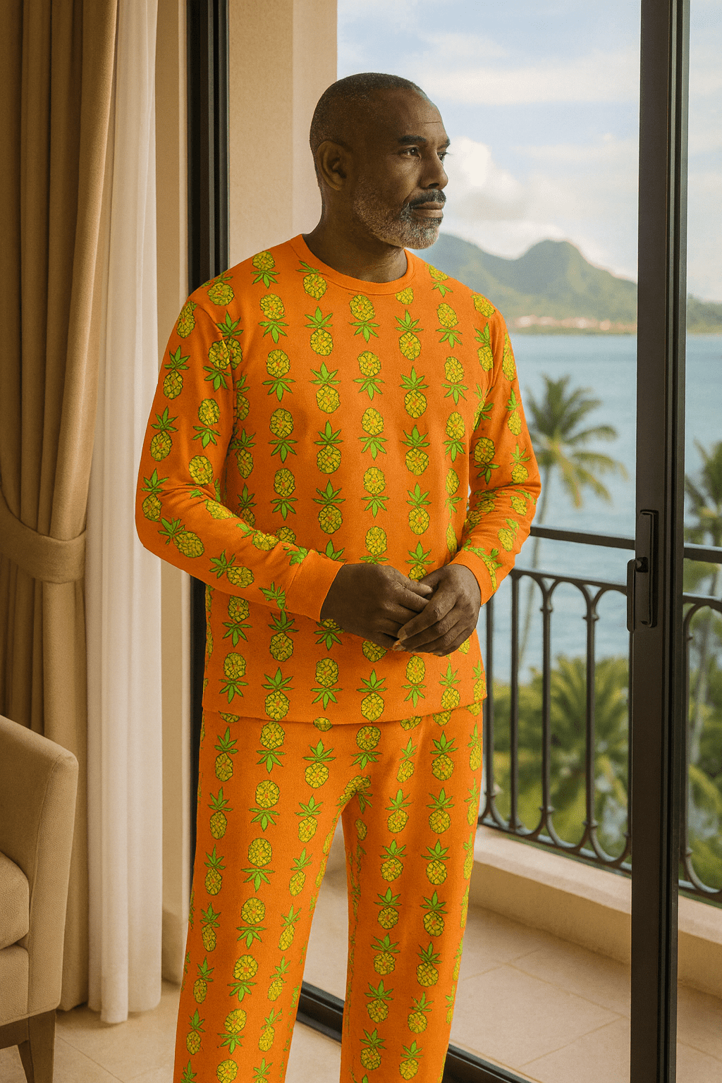 Pineapple Print Pajama Set - Amerukhan Basics Clothing - All Over Prints