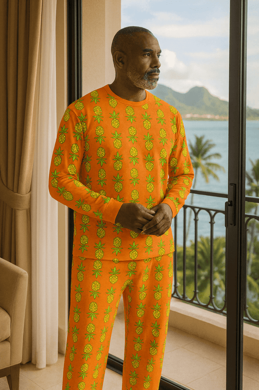 Pineapple Print Pajama Set - Amerukhan Basics Clothing - All Over Prints