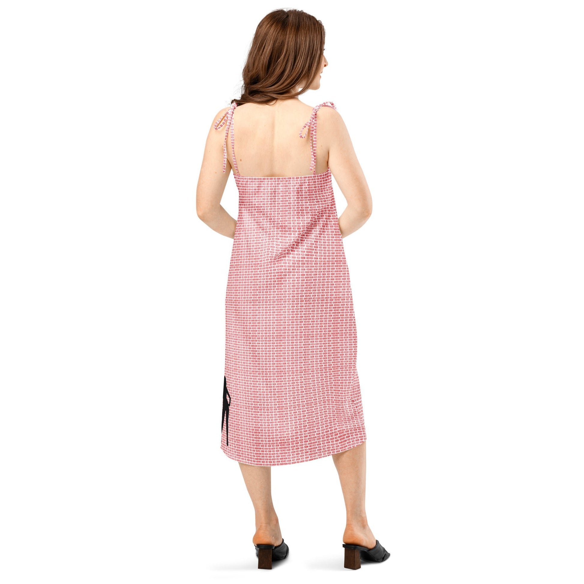 Red Door - Tie - strap midi dress - Amerukhan Basics Clothing - Dress