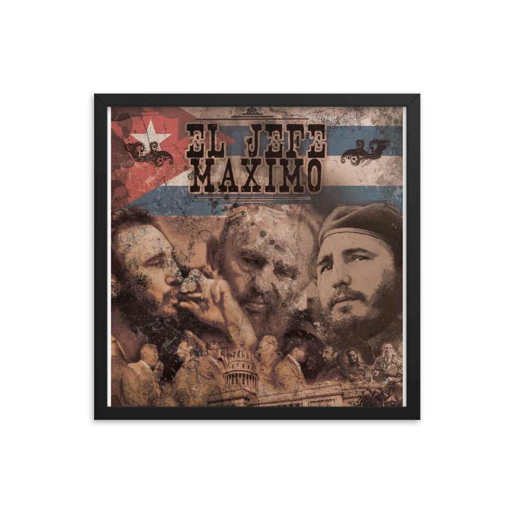 Salute to Castro - El Jaffe Maximo - Framed poster - Amerukhan Basics Clothing - Home Decor