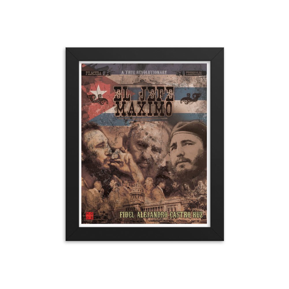 Salute to Castro - El Jaffe Maximo - Framed poster - Amerukhan Basics Clothing - Home Decor