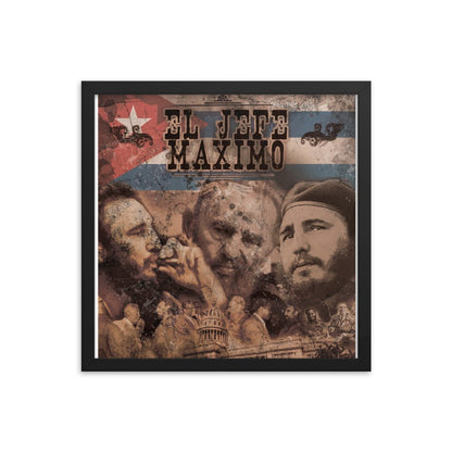 Salute to Castro - El Jaffe Maximo - Framed poster - Amerukhan Basics Clothing - Home Decor