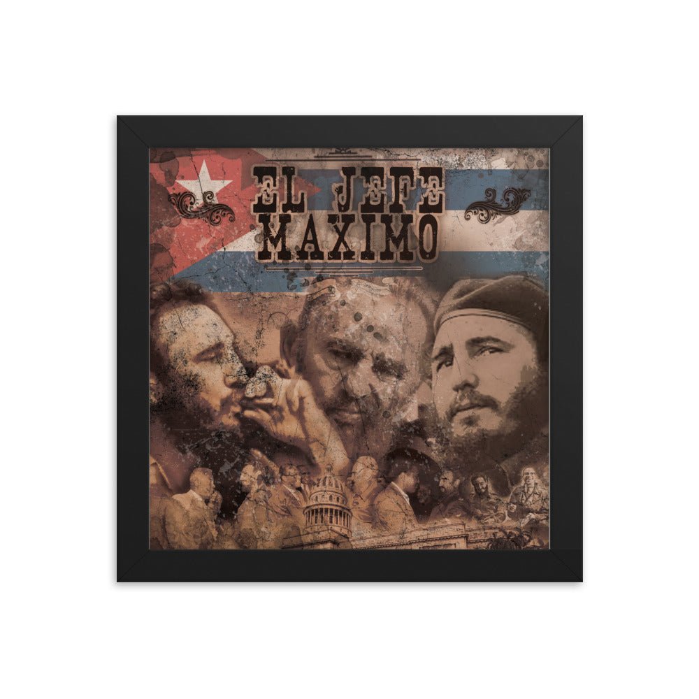 Salute to Castro - El Jaffe Maximo - Framed poster - Amerukhan Basics Clothing - Home Decor