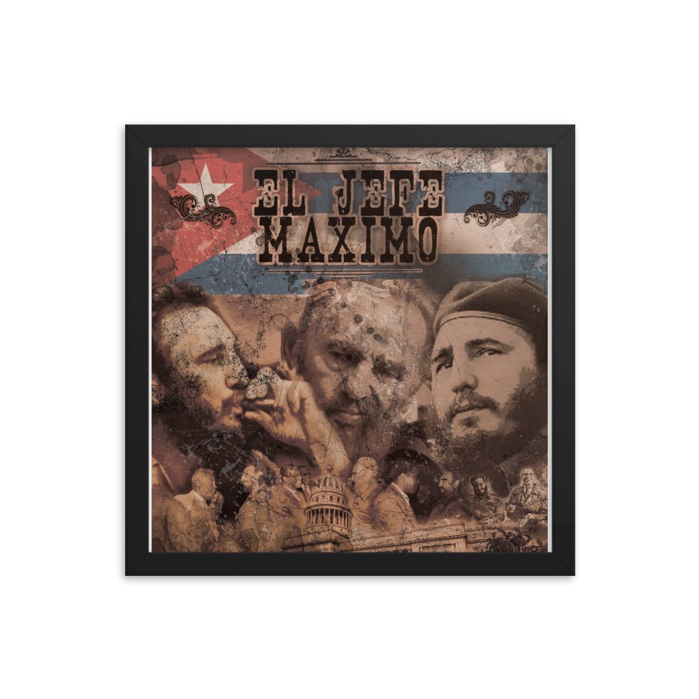 Salute to Castro - El Jaffe Maximo - Framed poster - Amerukhan Basics Clothing - Home Decor