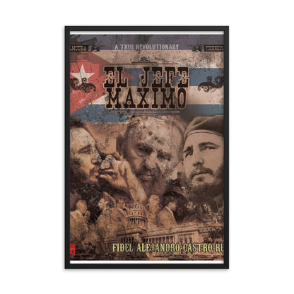 Salute to Castro - El Jaffe Maximo - Framed poster - Amerukhan Basics Clothing - Home Decor