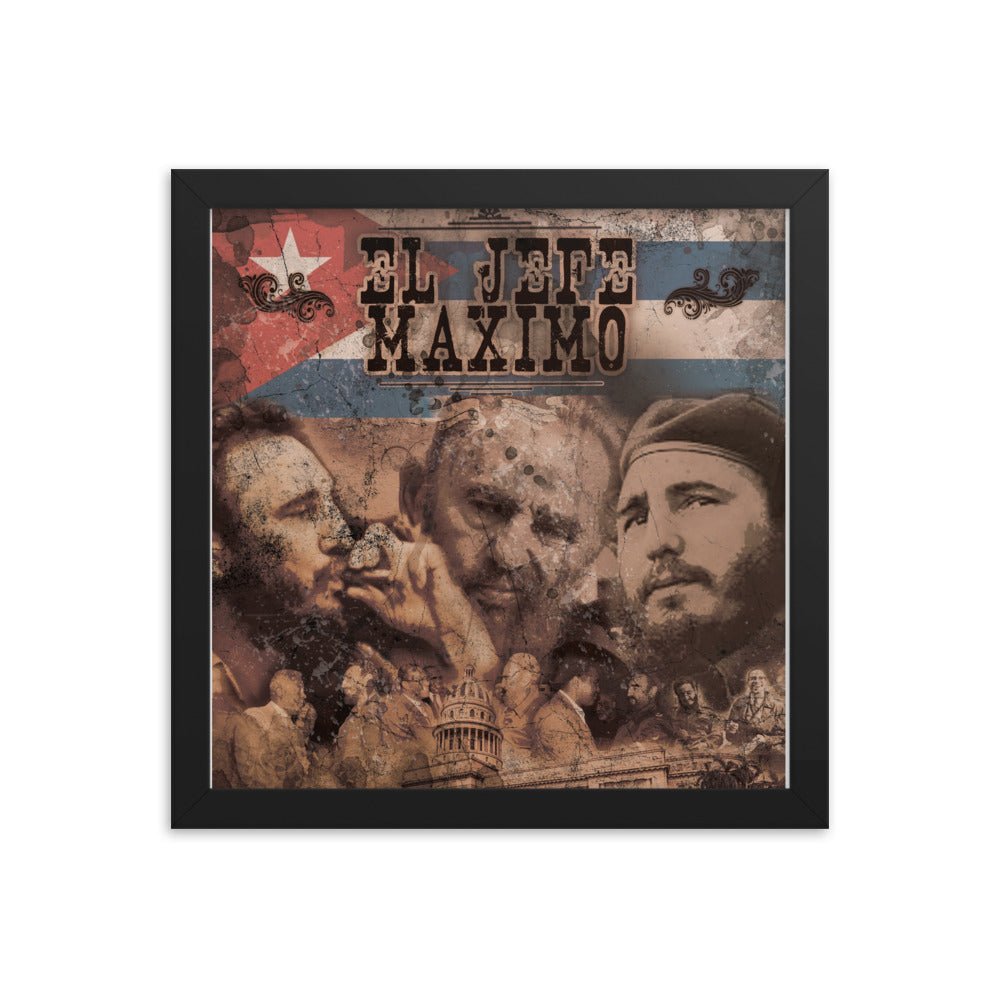 Salute to Castro - El Jaffe Maximo - Framed poster - Amerukhan Basics Clothing - Home Decor