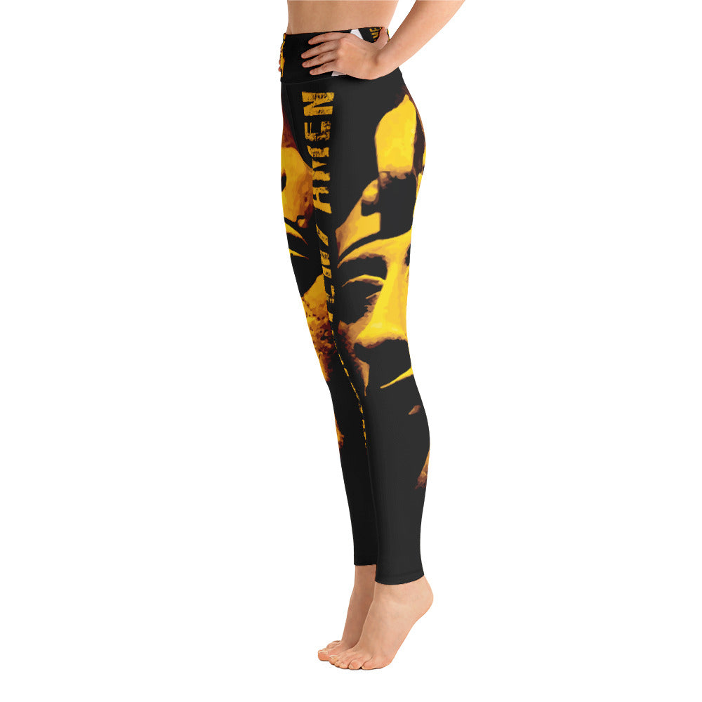 Image of the Akhenaten Yoga Leggings by Amerukhan Basics Clothing. Facing left..